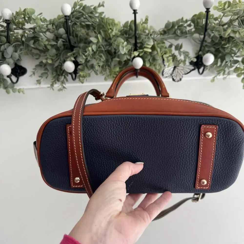Dooney & Bourke Pebble Grain Zip Zip Satchel in navy NWOT #VW